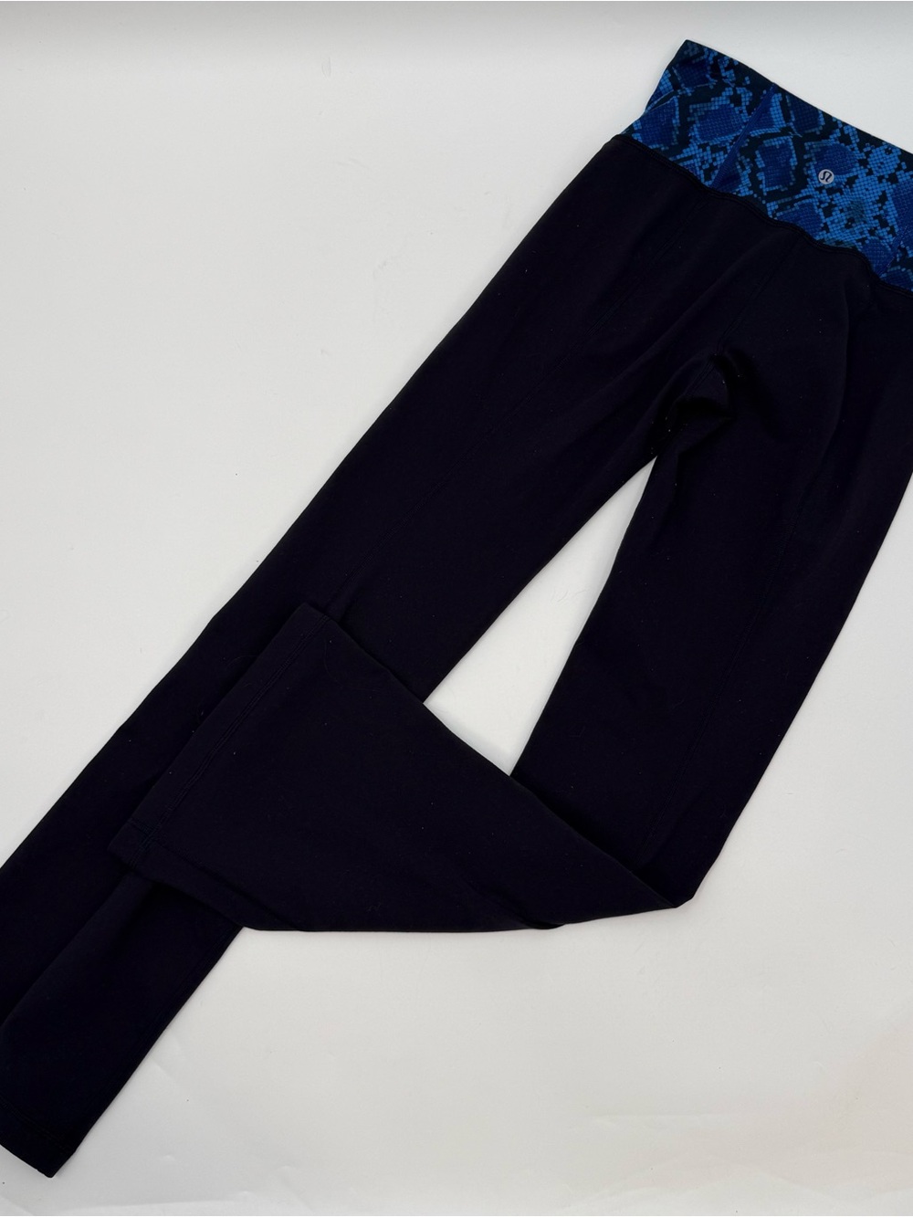 lululemon athletica Black Leggings with Blue Patterned Waistband